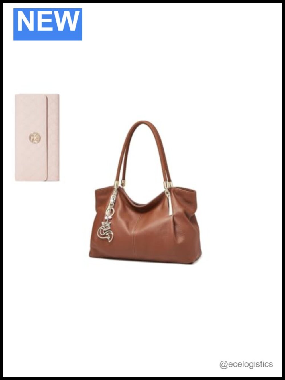 Genuine Leather Handbag and Matching Wallet Set for Women